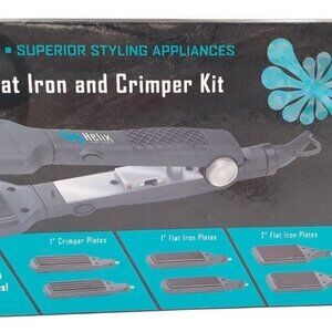 Hot Tools Helix 1"- 2" Flat Iron & Crimper Ceramic Tourmaline Ionic Nanosilver
